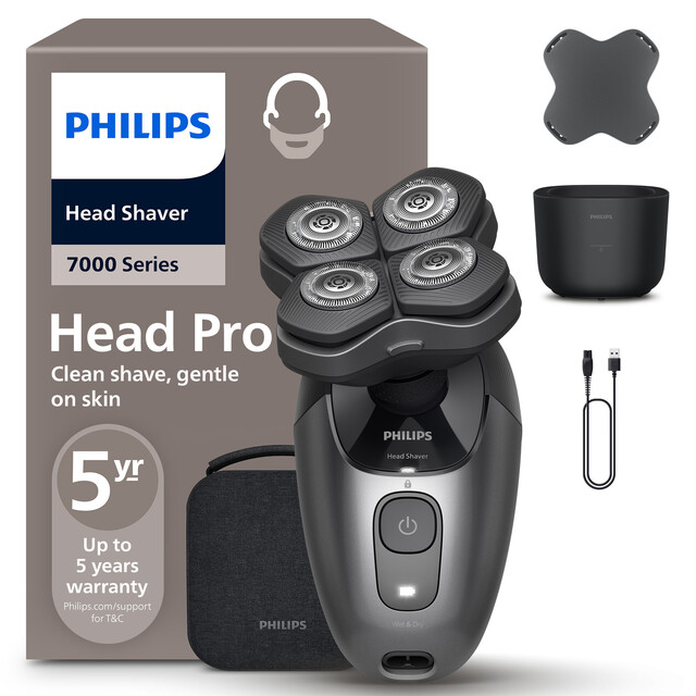 Philips Series 7000 Head Shaver Pro for men | 360° Flexing Head & 90-Minute Cordless Run-Time for a Clean, Comfortable Shave