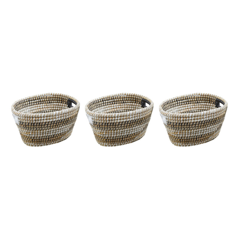 Set Of Three Oval Straw Baskets