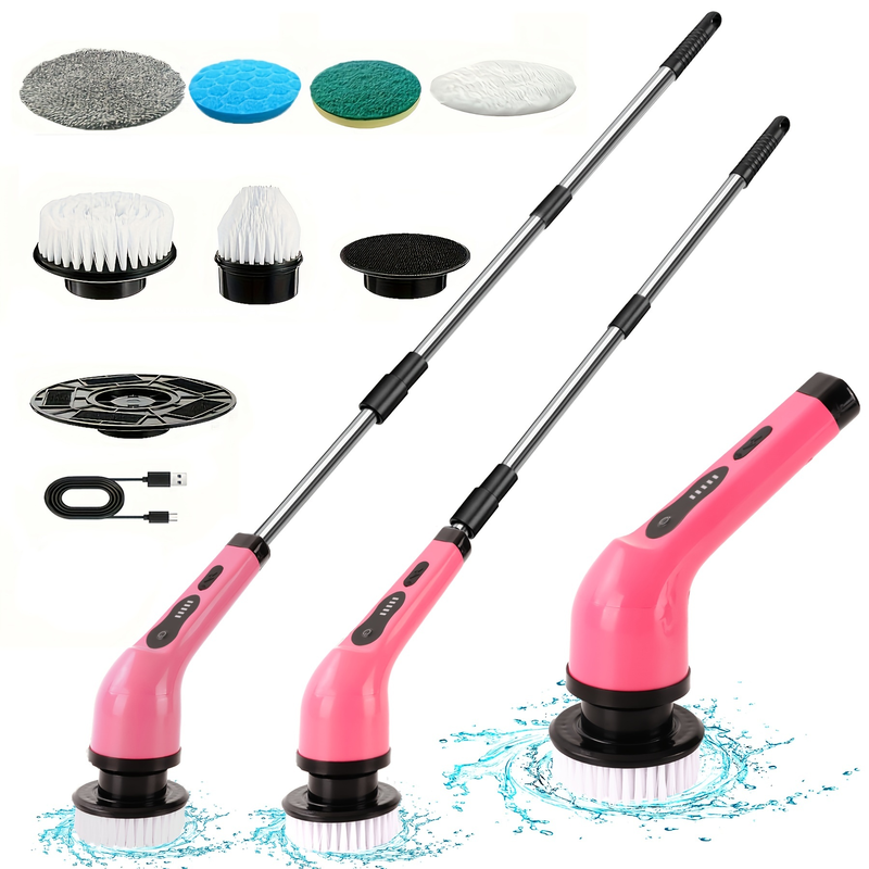 Electric Spin Scrubber – Rechargeable, 2-Speed, Multi-Head Attachments, Basic Design,