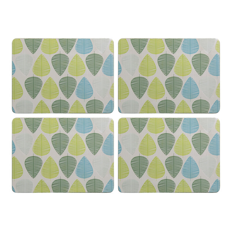 Placemats Leaf Rectangle Blue/Green 4pcs
