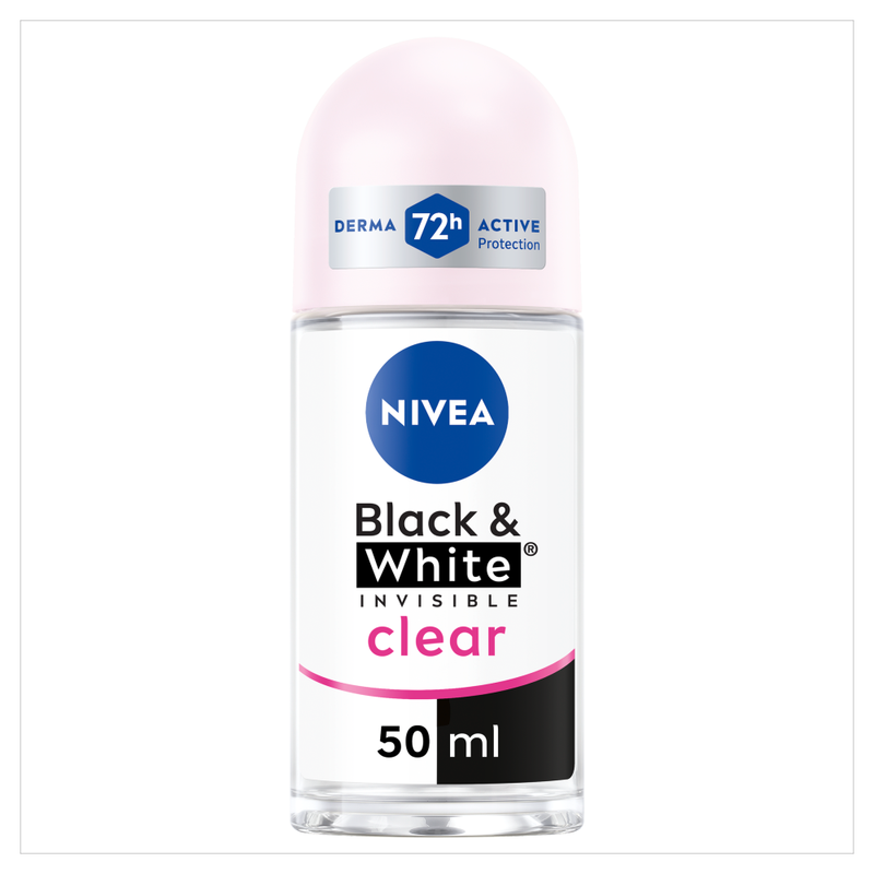 Nivea Black/White & Invisible Clear 72H Anti-Perspirant Deodorant Roll-On 50Ml