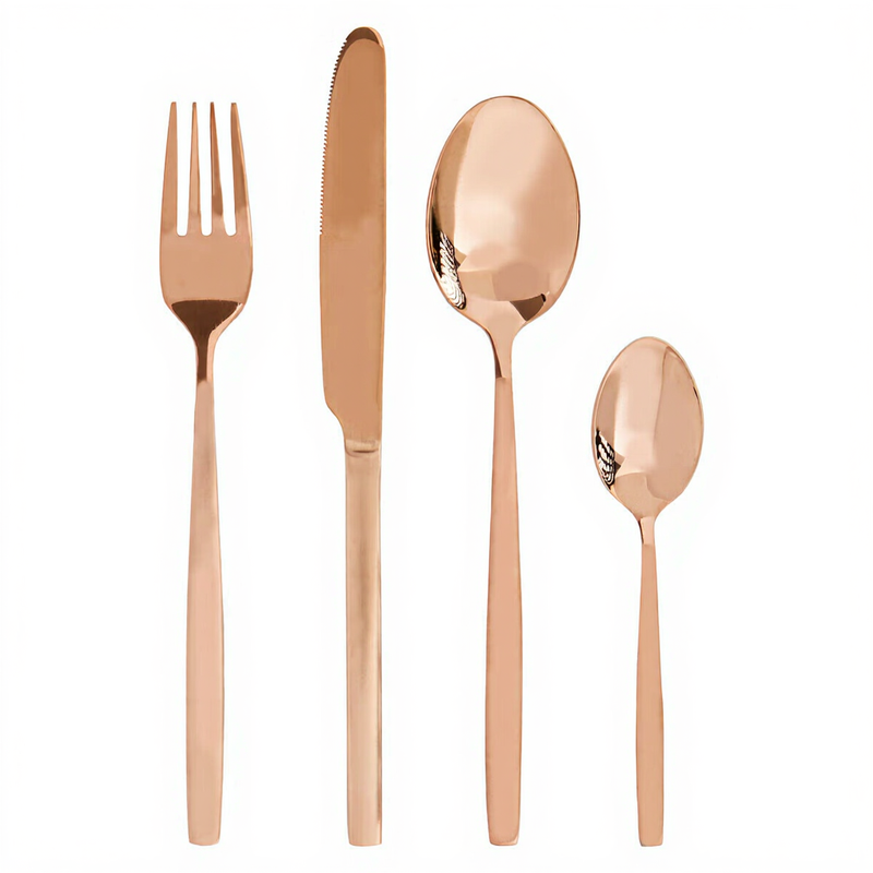 16 Piece Rose Gold Finish Cutlery Set
