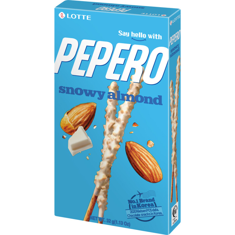 Lotte White Pepero Biscuit Sticks With Almond Chocolate Coating 32G