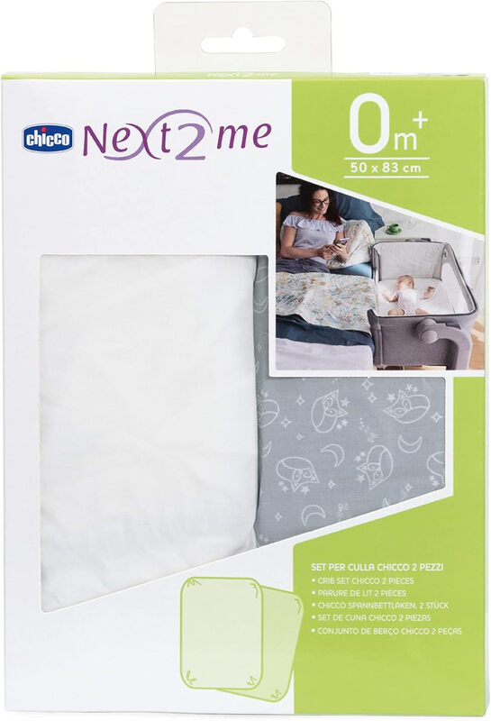 Next2Me Sheets 0 + Months 2 Pieces Grey Fox