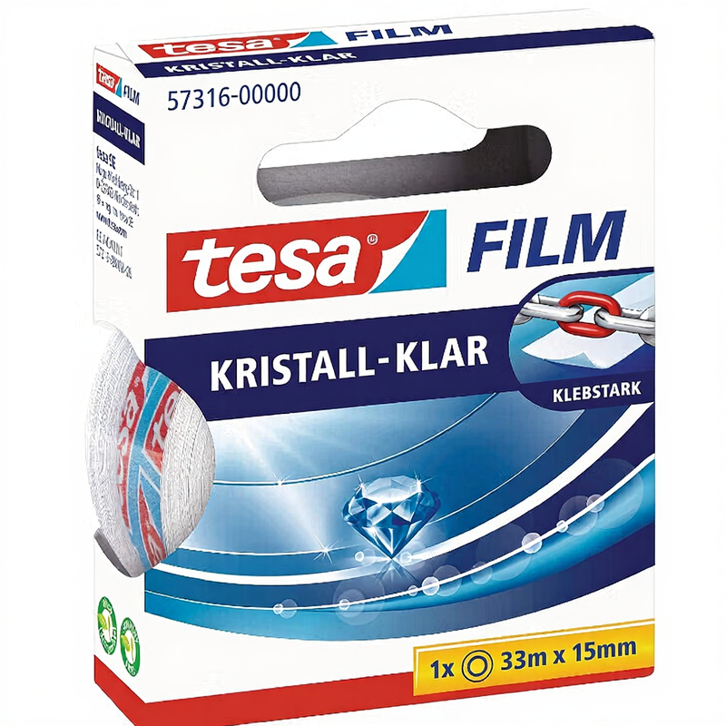 Tesa Transparent, 33m x 19mm, Hängebox 33 m