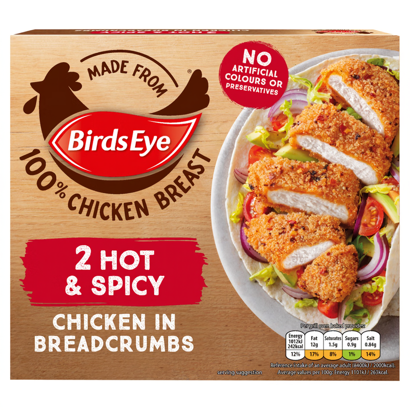 Birds Eye 2 Hot & Spicy Chicken In Breadcrumbs 180G