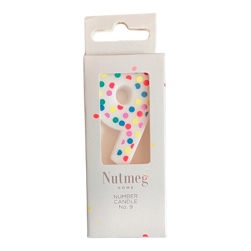 Cake Candle Spots Number 9 Multicolour