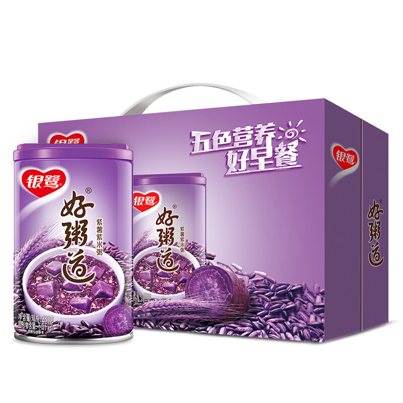 Yin Lu Purple Haozhoudao Sweet Potato & Glutinous Rice Congee, 280G X 12 Cans
