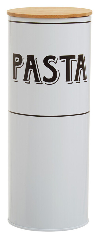 Grocer White Metal Pasta Canister