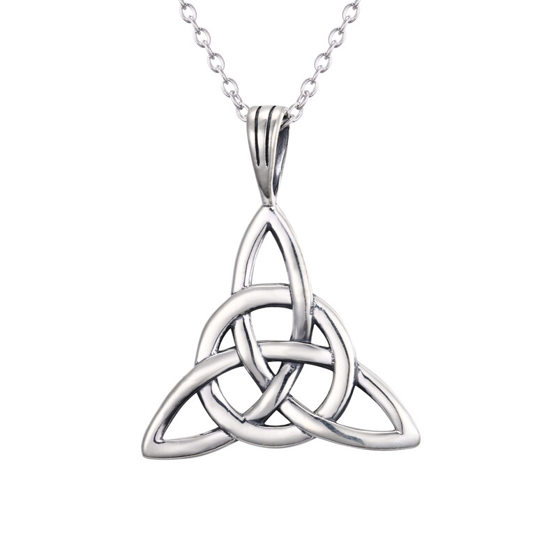 Timeless Geometric Irish Celtic Triquetra Trinity Knot Pendant Necklace