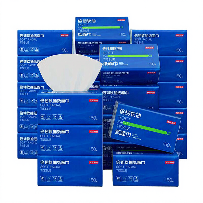 ochama×J.ZAO 3-Ply Facial Tissue, 3600 Sheets (150 Sheets*24 Packs), Extra Thick Dura