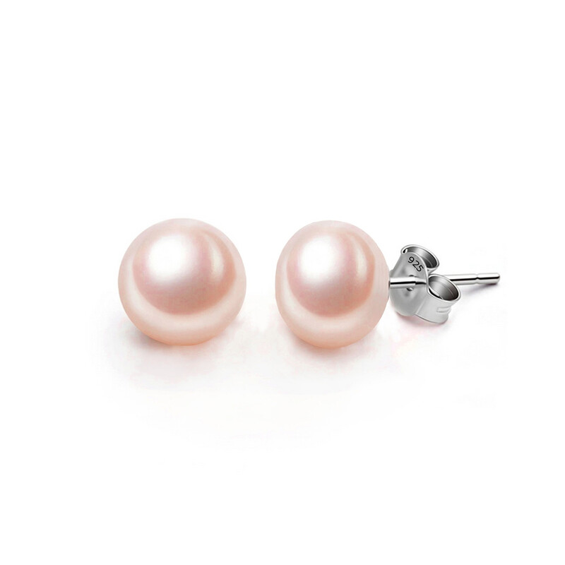 9mm Pink Freshwater Cultured Pearl Stud Earrings