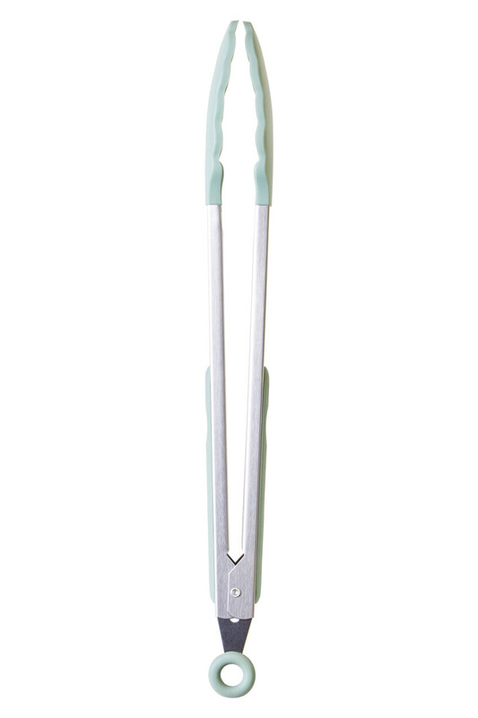 Sage Green Silicone And Stainless Steel Tongs