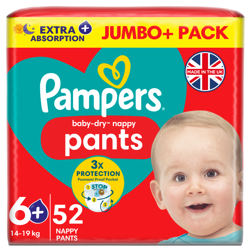 Baby-Dry Nappy Pants Size 6+ 52 Pack Jumbo+ Pack
