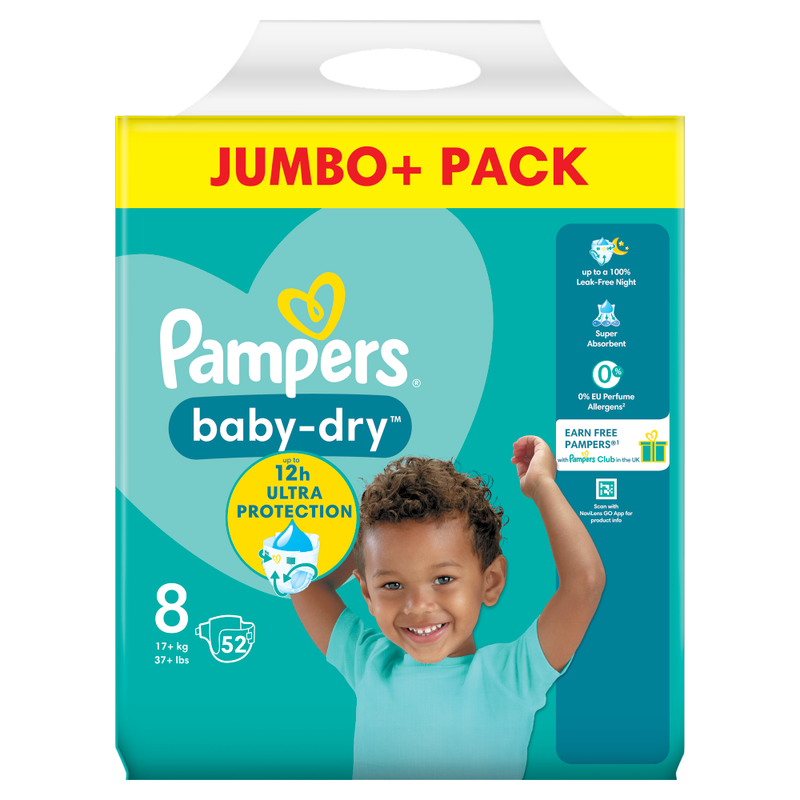 Baby-Dry Nappies Size 8 52 Pack Jumbo+ Pack