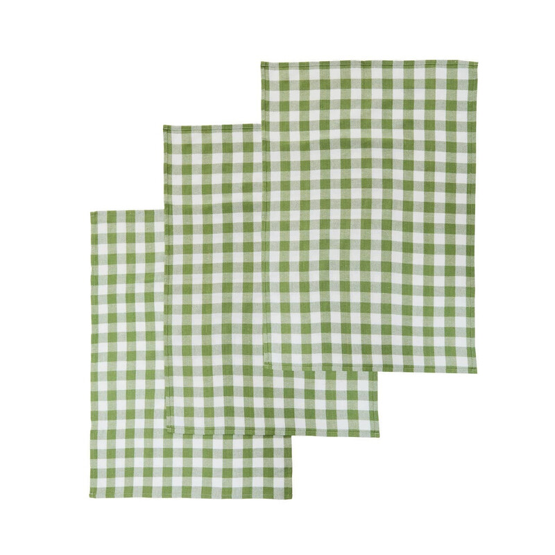 Tea Towels Doro Cotton Check Green 3pcs