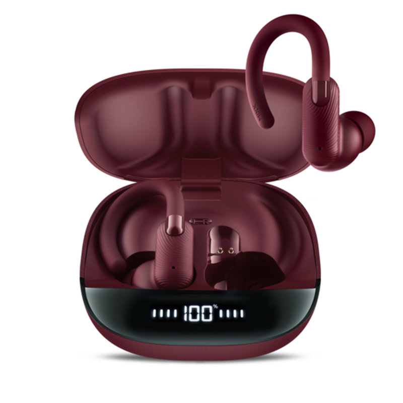 StreamBuds Sports Charge 2 Wireless Earbuds with Charging Case – Burgundy