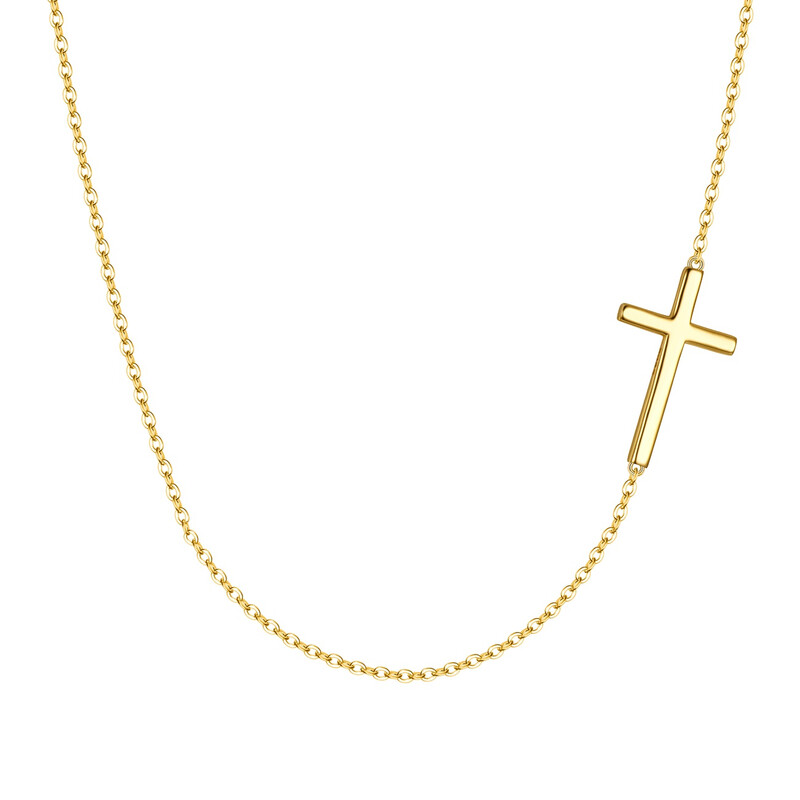 Simple Tiny Dainty Sideways Cross Choker Necklace