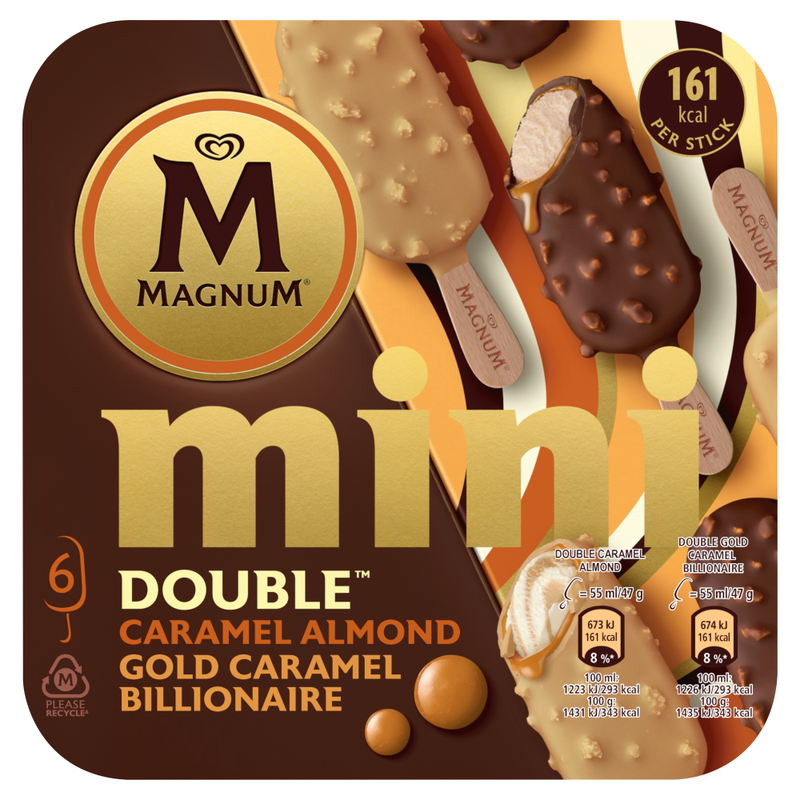 Mini Double Caramel Almond & Gold Caramel Billionaire Ice Cream Sticks 6 x 55ml