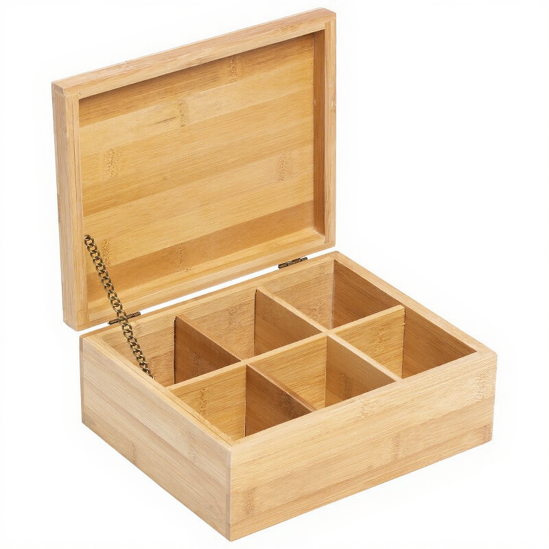 Megaprom Xl 6 FÄCher Bambus Teebox Teedose Teekiste Teekasten Teebeutel Aufbewahrung