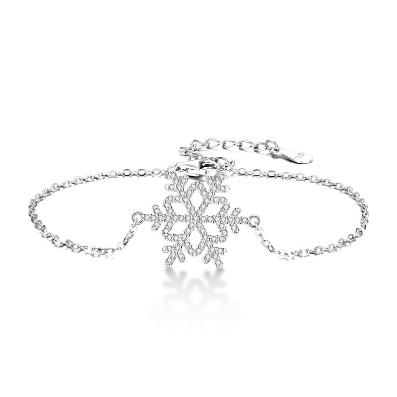 Snowflake Bracelet Cubic Zironia Winter Party Link Bracelet