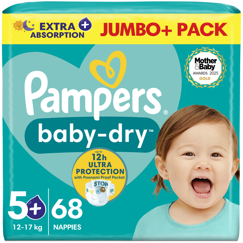 Baby-Dry Nappies Size 5+ 68 Pack Jumbo+ Pack