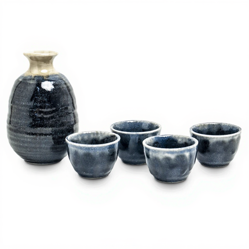 Sake-Set Aus Japan Dunkelblau, Geschenkbox 300 Ml