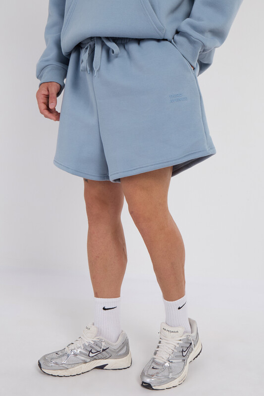Third Avenue Relaxed Fit High Rise Fleece Shorts - Slate Blue