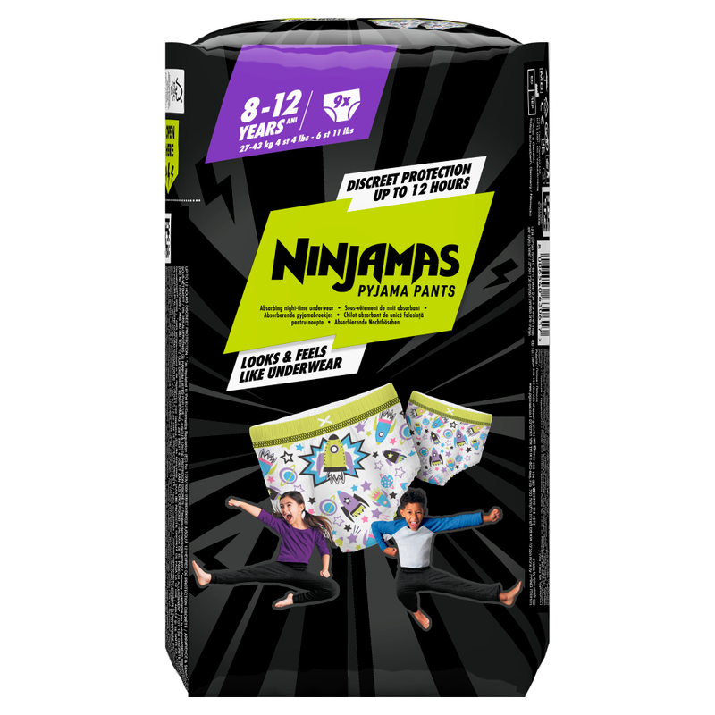 Ninjamas Pyjama Pants 8-12 Years 9 Pack