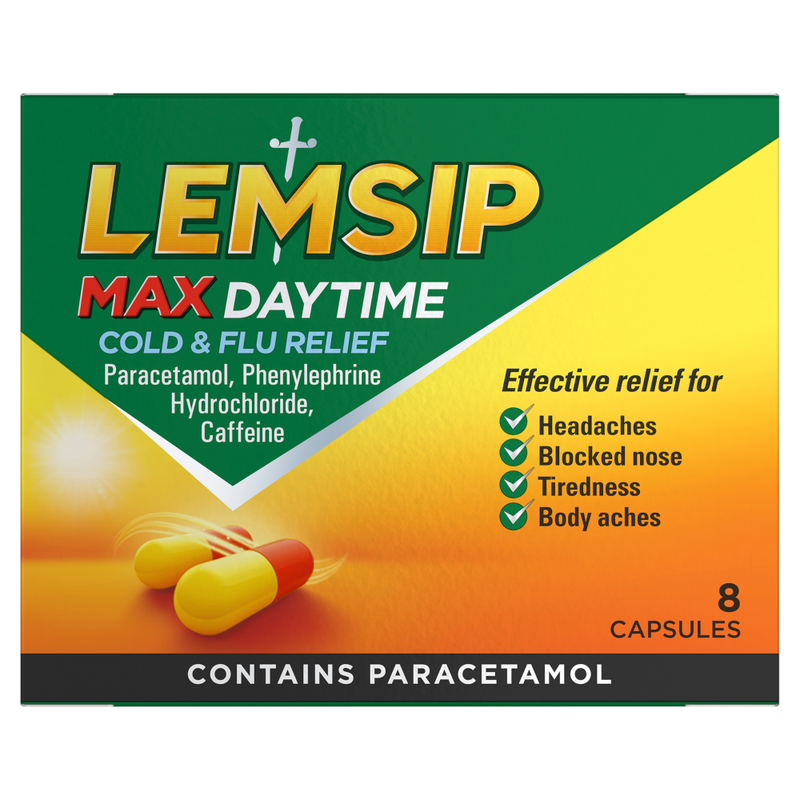Max Daytime Cold and Flu Relief Capsules - 8 Capsules