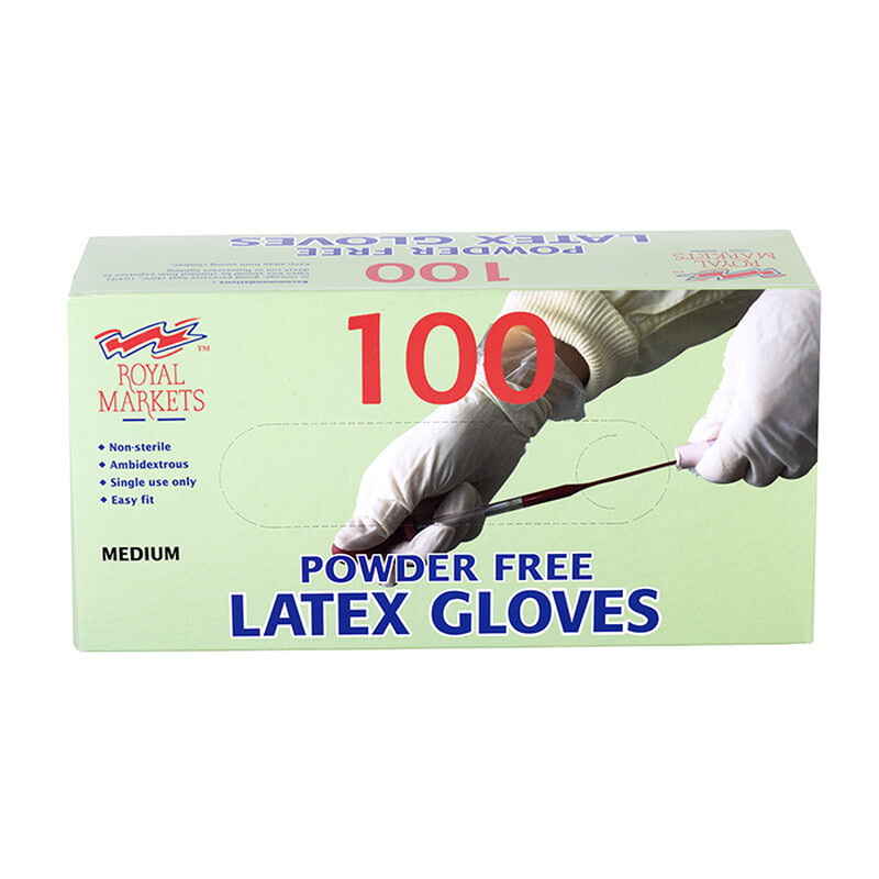 s Medium Powder Free Latex Gloves, pack of 100
