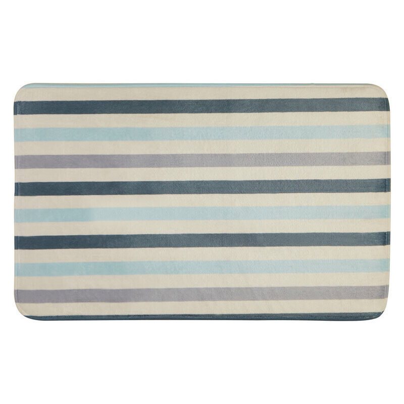 Maison By Premier Blue/White Bath Mat Soak Microfibre Plush Coastal Stripe 50X80cm