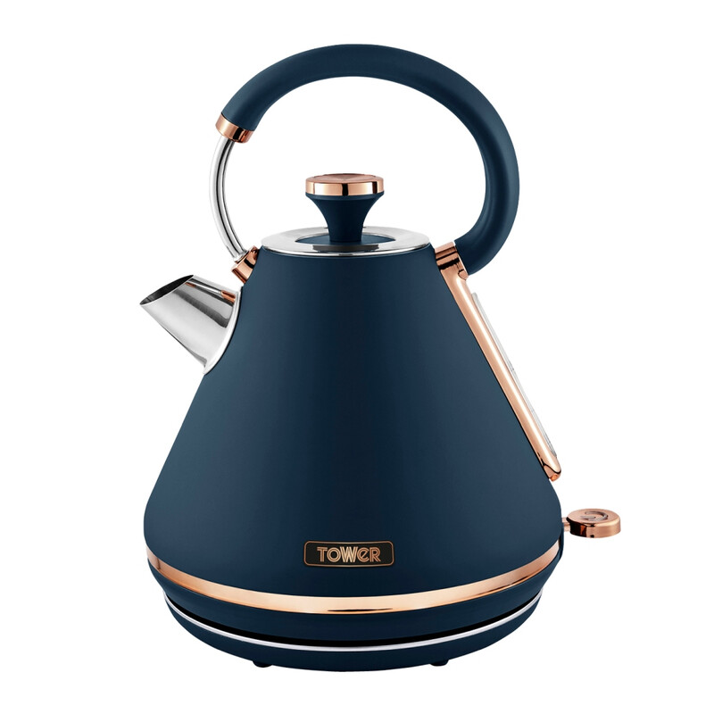 Cavaletto Pyramid Kettle, Retro, Fast Boil, 1.7L, Midnight Blue and Rose Gold - T1004