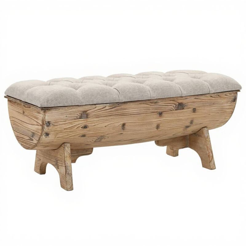 vidaXL opbergbank 103x51x44 cm massief hout en stof