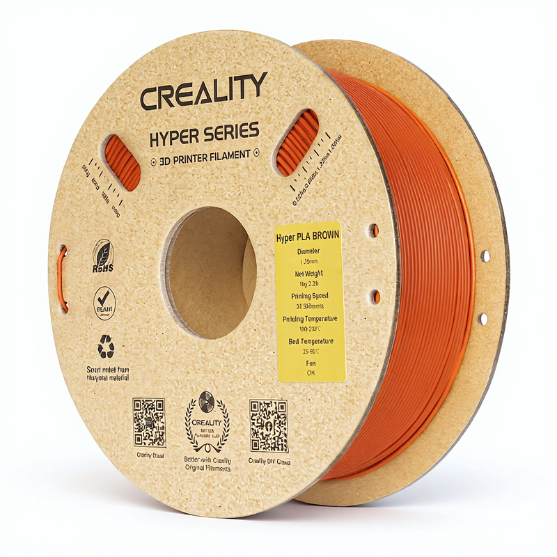 Creality Hyper PLA bruin 1 kg, hogesnelheid 30-600 mm/s, dimensionele nauwkeurigheid +/-0,02 mm, compatibel met de meeste FDM 3D-printers, 1 kg (2,2 lbs) spoel