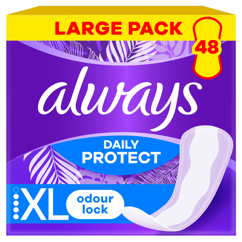 Daily Protect Extra Long Panty Liners Odour Lock 48 Pack