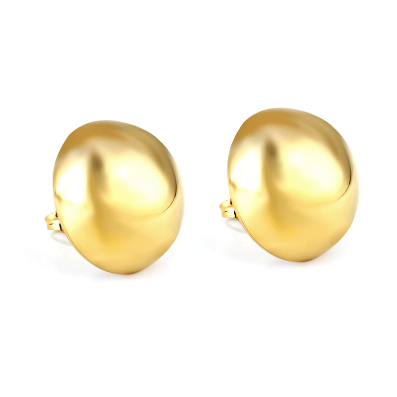 20mm Gold Half-Ball Stud Earrings – 18K PVD Gold Plated Stainless Steel Chunky Dome S