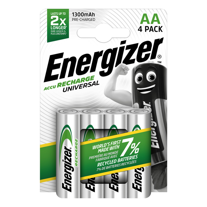 AA 1300mAh Recharge Universal Batteries – Pack of 4