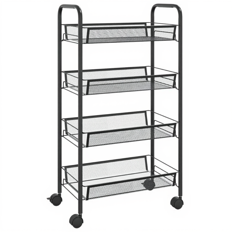 vidaXL Küchenwagen 4-stufig 46 × 26 × 85 cm Eisen Schwarz