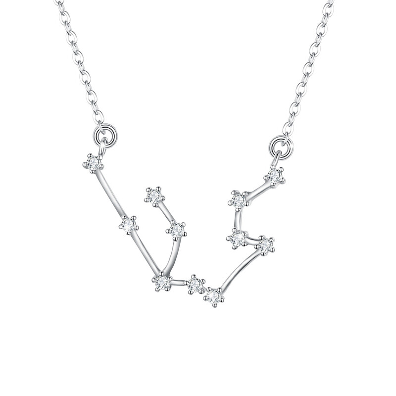 Aquarius Zodiac Constellation Cubic Zirconia Necklace