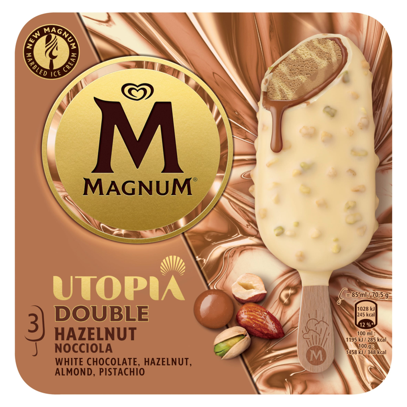 Utopia Double Hazelnut Ice Cream Sticks 3 x 85ml