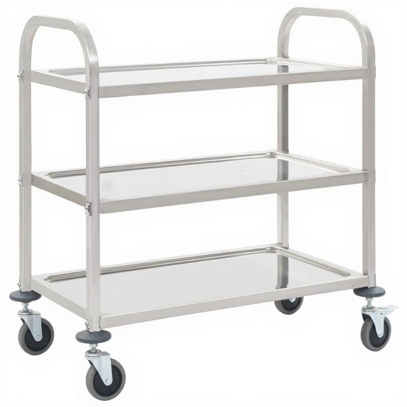 vidaXL Küchenwagen 3-stufig 96,5 × 55 × 90 cm Edelstahl