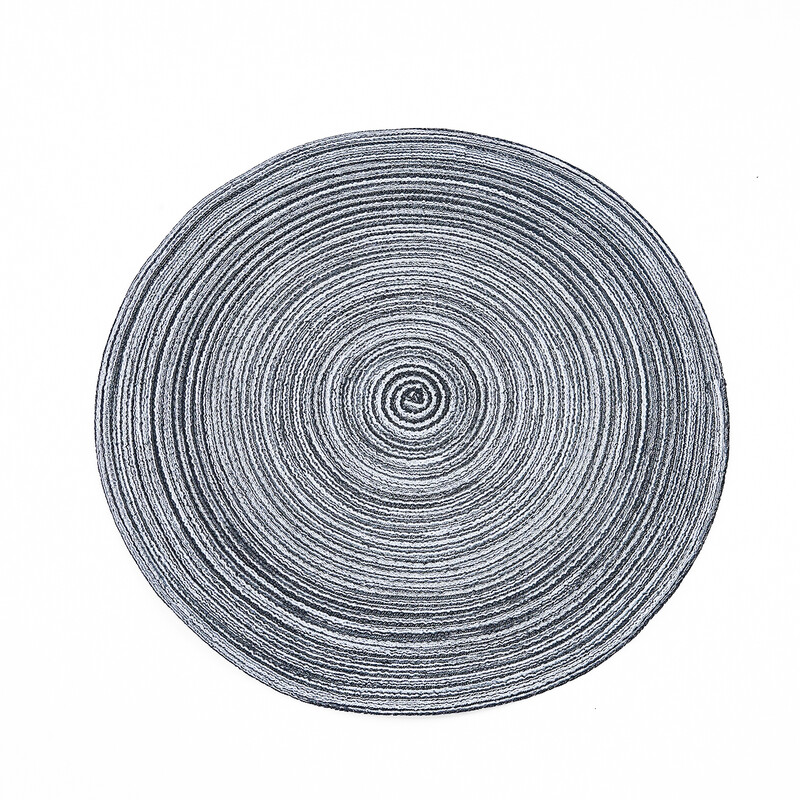 Placemats Woven Cotton Round Blue 4pcs