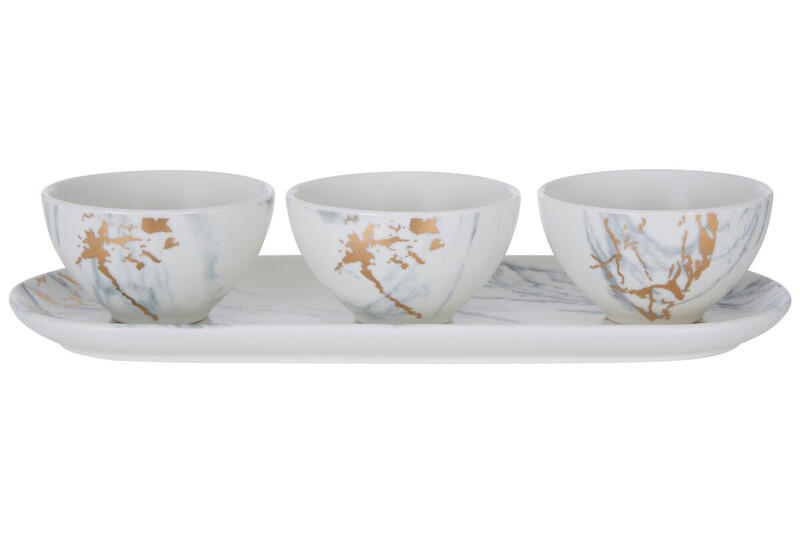Marble Luxe Dip Bowls with Tray Set