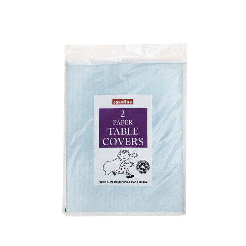 Tablecloth Paper Disposable Square Light Blue 90x90cm, Pack of 2