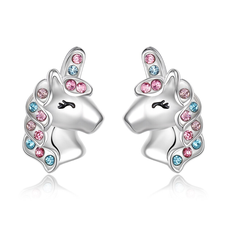 Magical Unicorn Stud Earrings with Cubic Zirconia