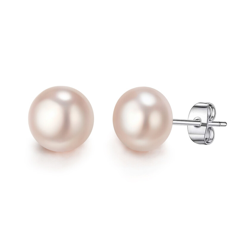 10mm Pink Freshwater Cultured Pearl Stud Earrings