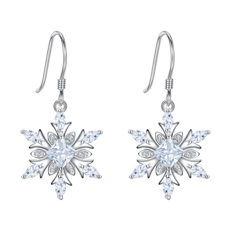 Snowflake Earrings with Clear Cubic Zirconia