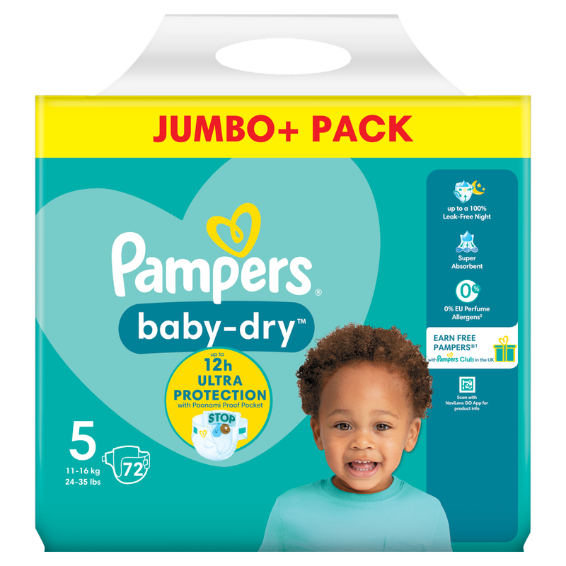 Baby-Dry Nappies Size 5 72 Pack Jumbo+ Pack