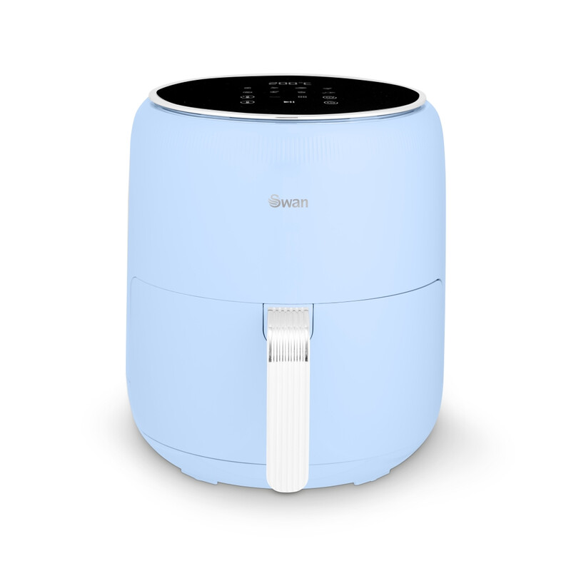 4.5L Retro Digital Air Fryer - Retro Blue, 4.5L, with Swan Cyclone Technology, 8 Pre-